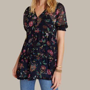 Anthropologie Salzburg Sheer Tunic Floral Blouse
